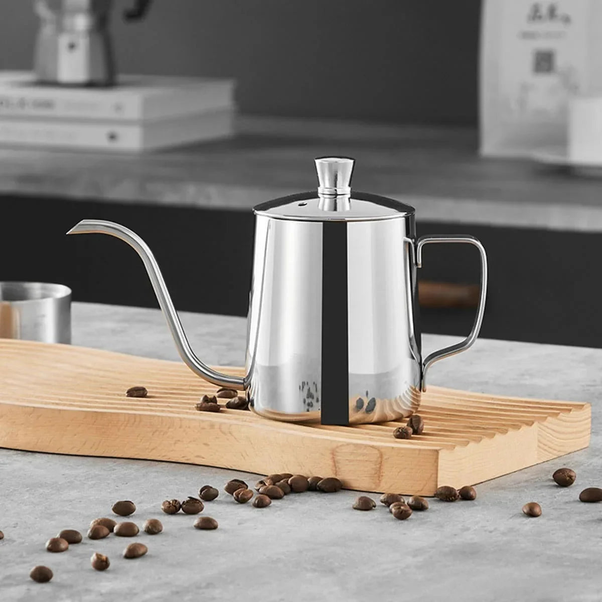 Chaleira de Cafe em Aco Inoxidavel 350ml com Bico de Ganso Kazaen