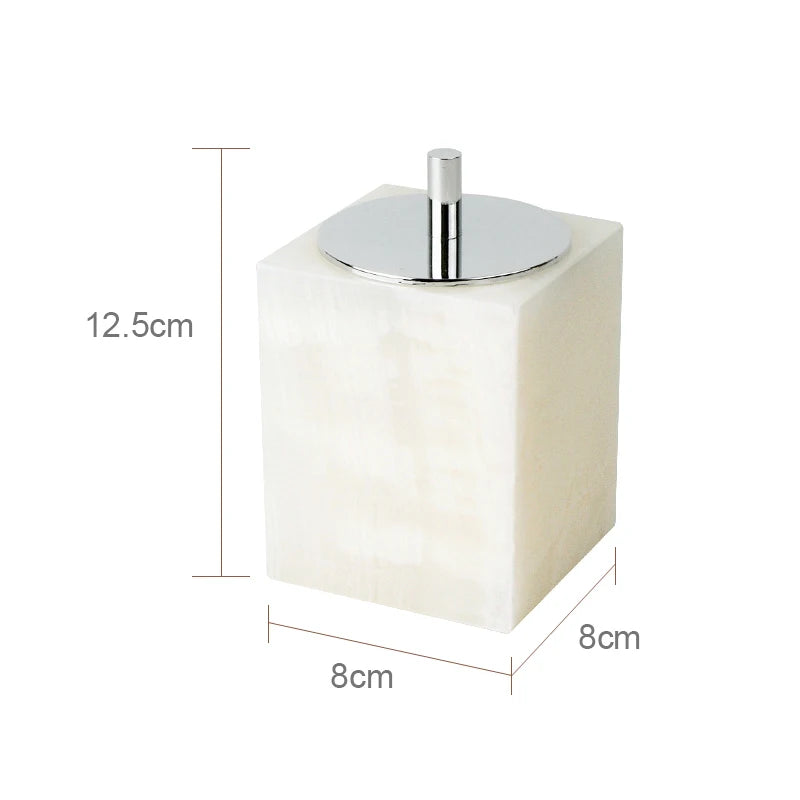 Conjunto de Acessorios para Banheiro em Marmore Onix Branco Kazaen