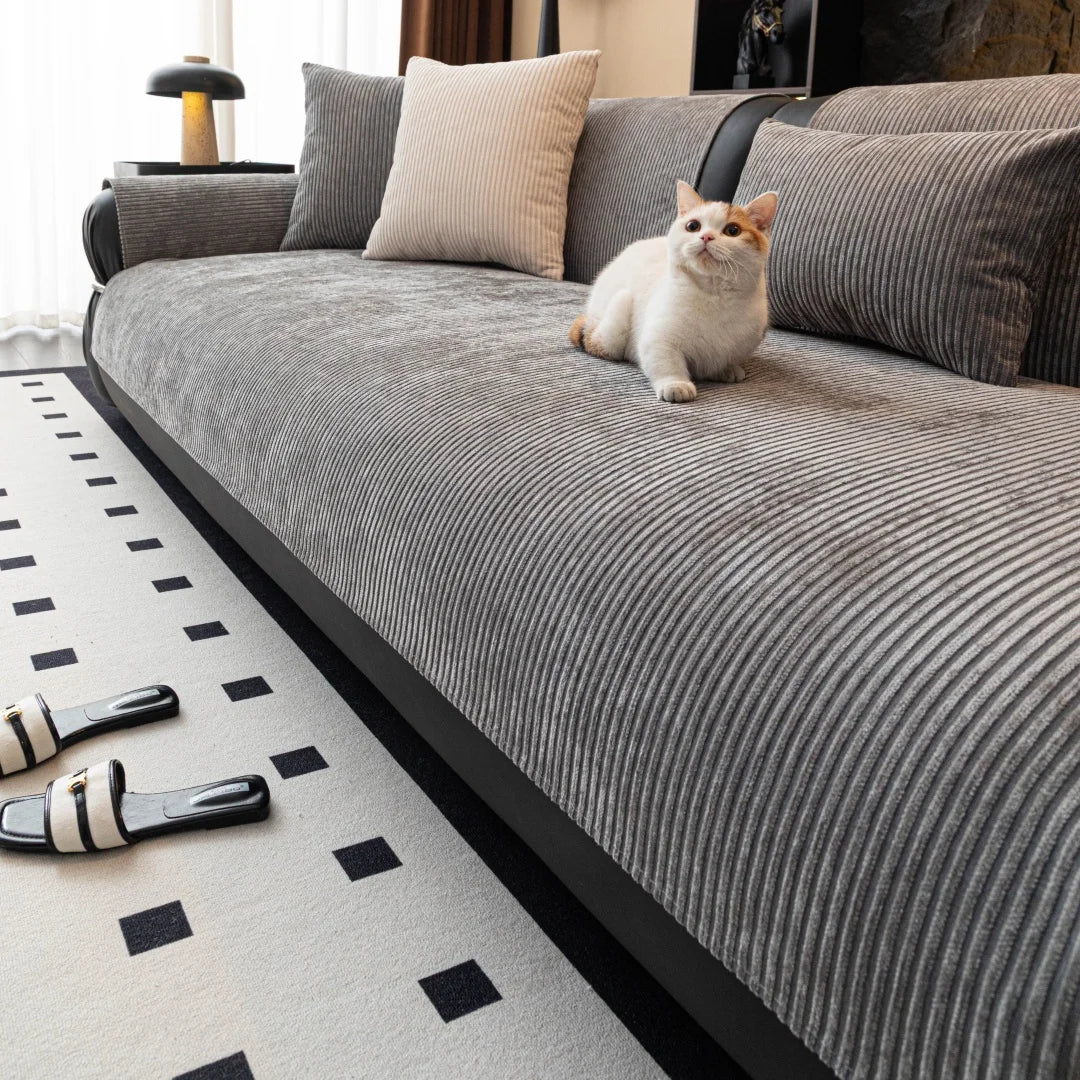 Capa de Sofa Chenille Listras Minimalistas Kazaen