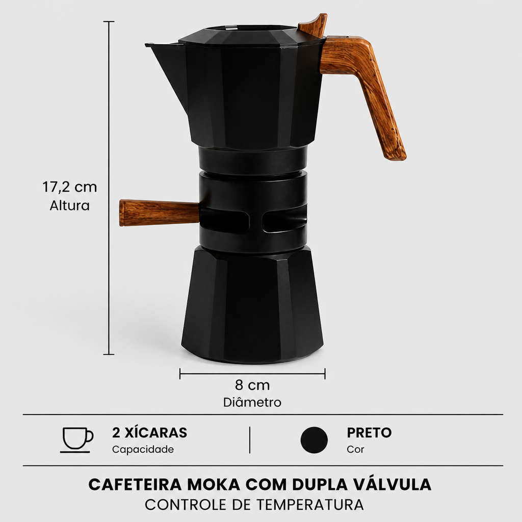 Cafeteira Italiana de Aluminio com Valvula Dupla 2 Xicaras Kazaen