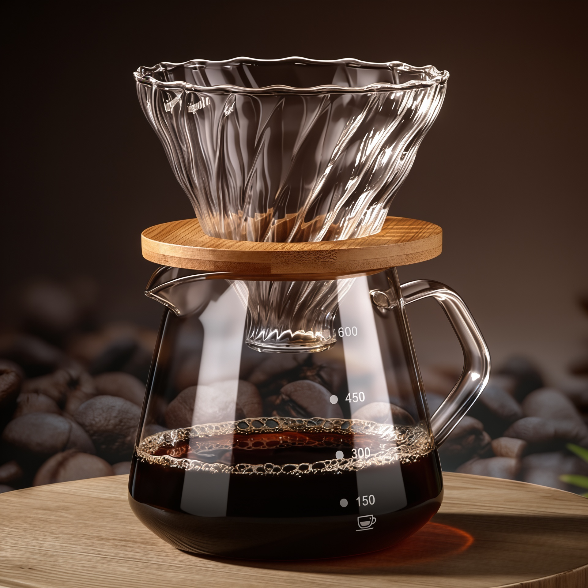 Conjunto de Cafeteira Pour Over em Vidro Kazaen