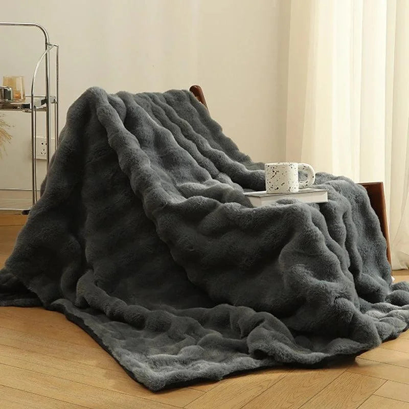 Cobertor de Pelúcia Luxuosa para Sofá Kazaen