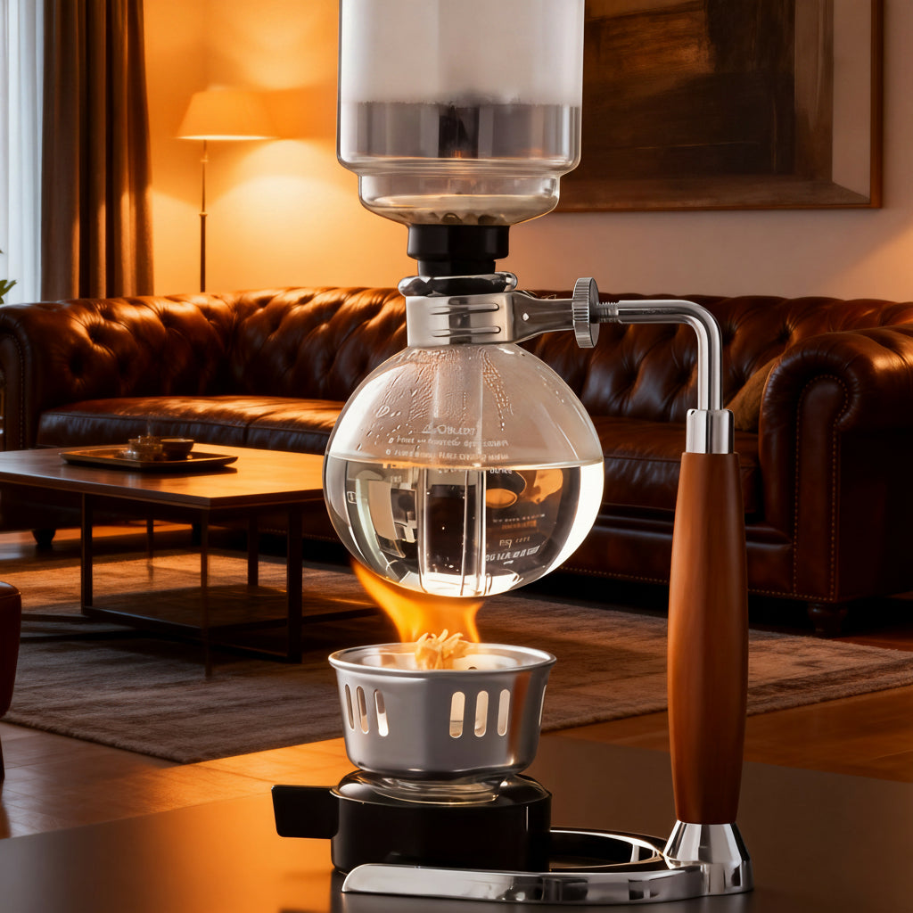 Sifão de Café em Vidro Cristalino com Cabo em Madeira Kazaen