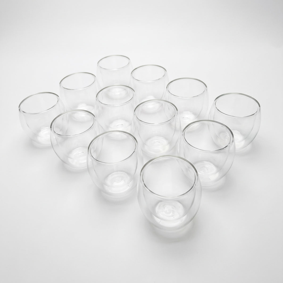 Kit com 12 copos de vidro parede dupla 80ml para café expresso