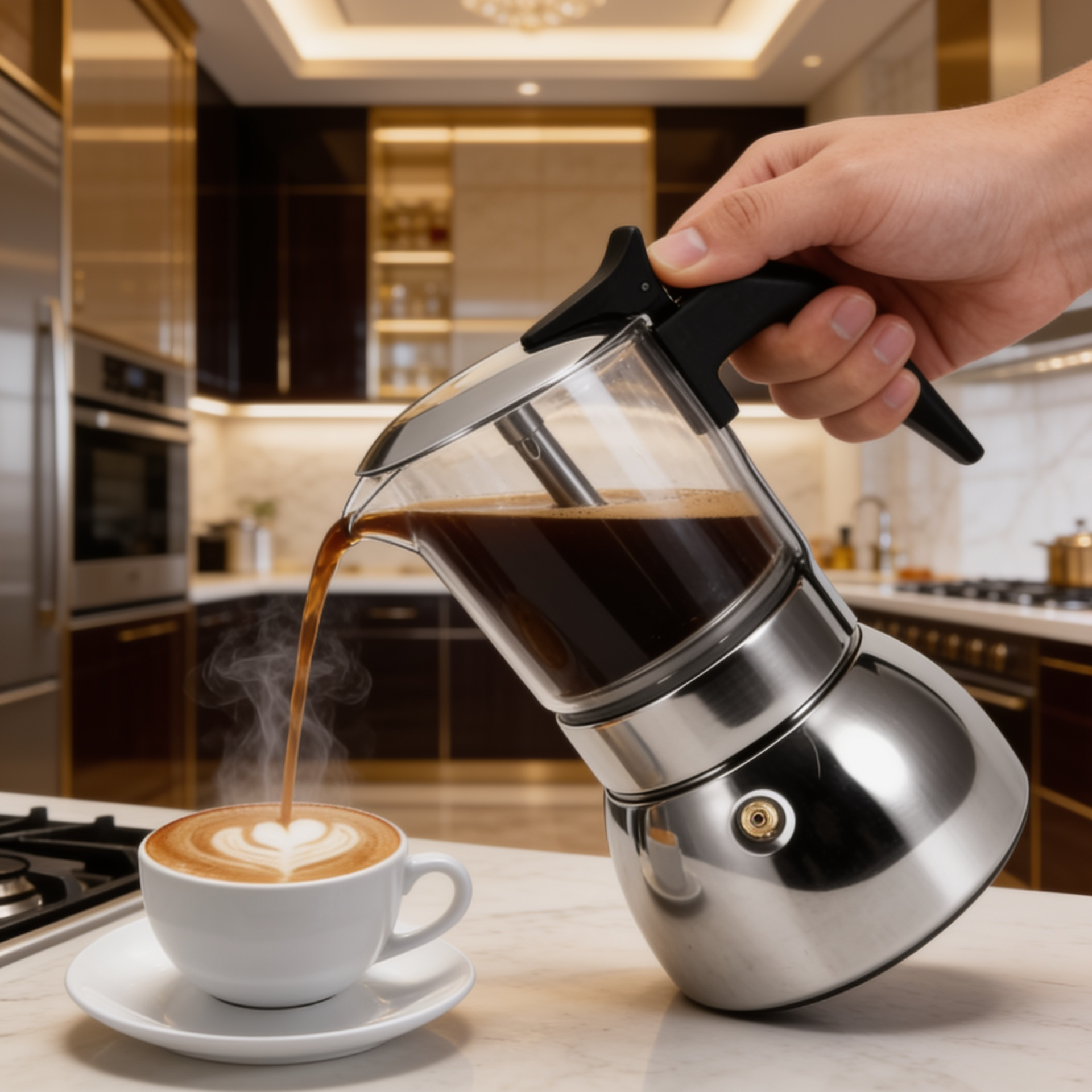 Cafeteira Moka de Vidro Borosilicato Kazaen