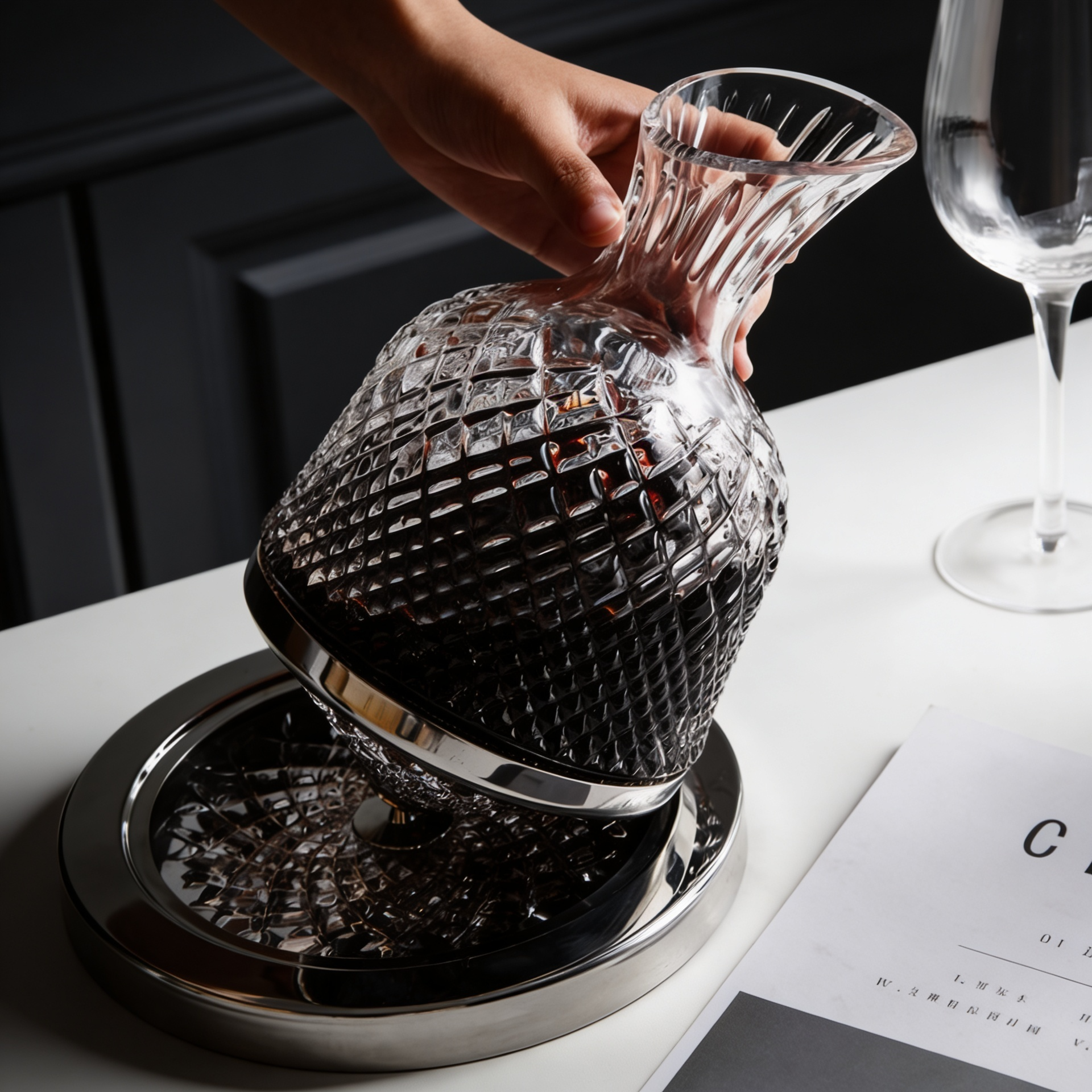 Decantador Giratório em Cristal de Luxo para Vinho Tinto