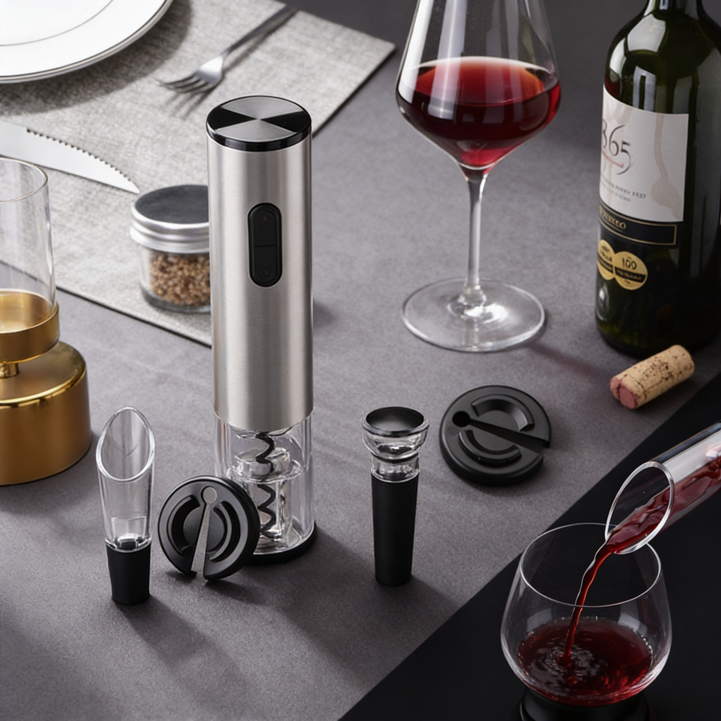 Abridor de Vinho Elétrico Automático 4 em 1