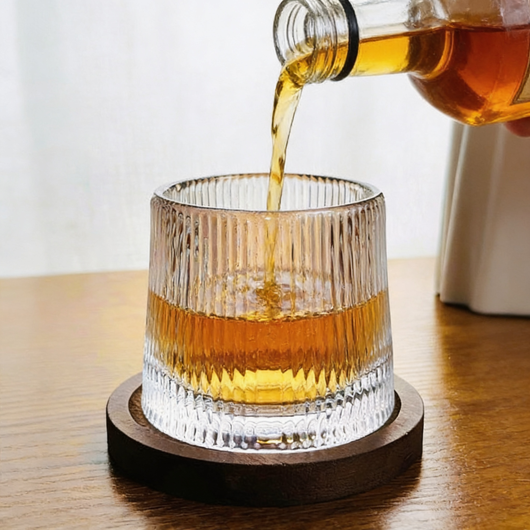 Copo de Whisky Giratório com Base de Madeira Orgânica