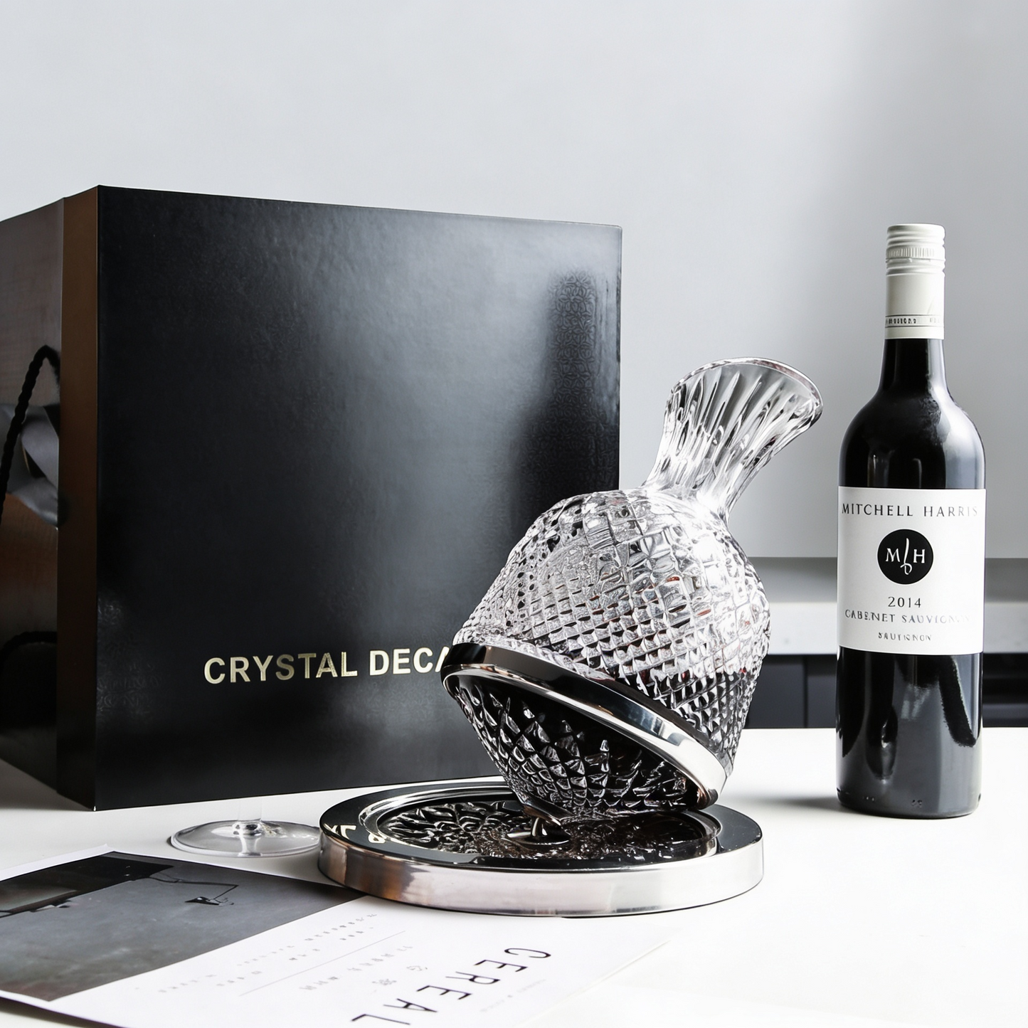 Decantador Giratório em Cristal de Luxo para Vinho Tinto
