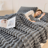 Cobertor de Flanela Listrado Luxuoso para Sofa e Soneca Kazaen